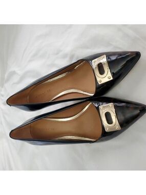Coach Black Leather Pointed Toe Kitten Heels Size 6 B